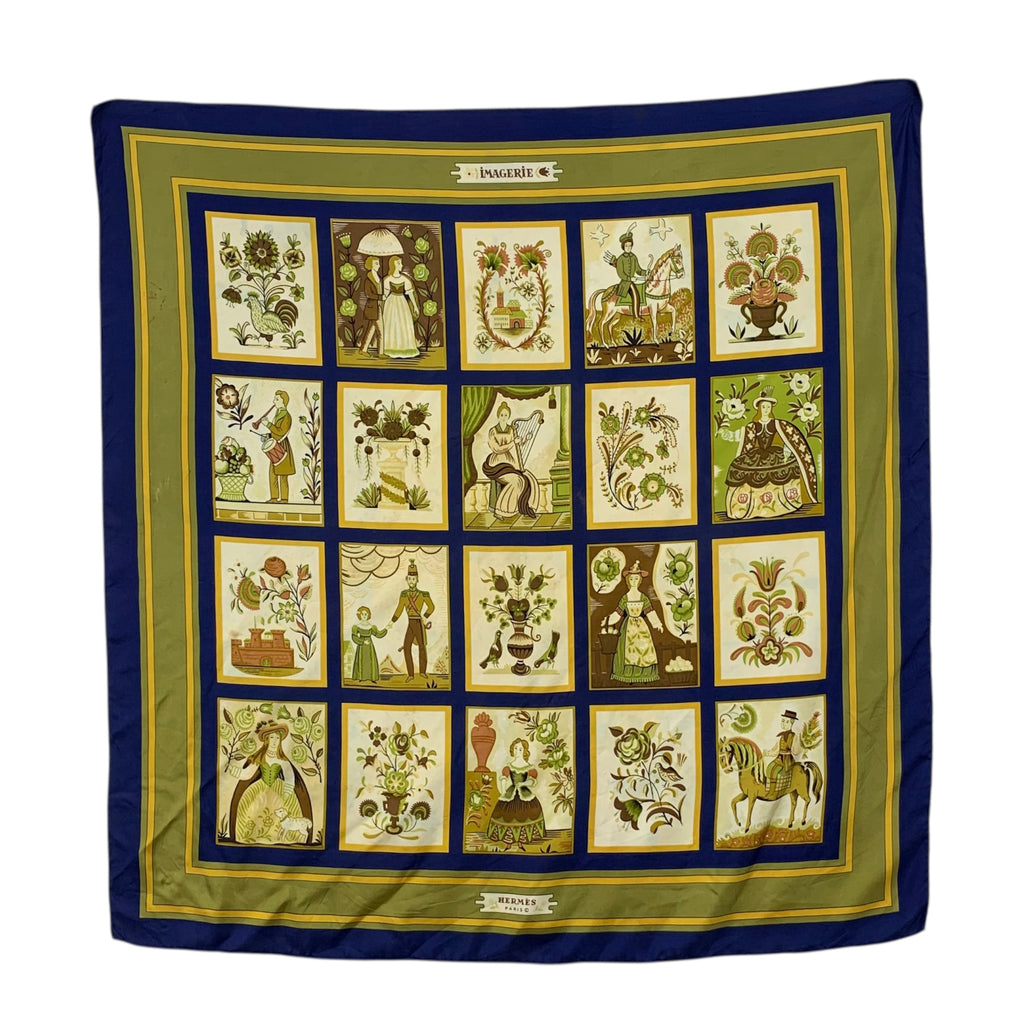 Vintage HERMES PARIS IMAGERIE Silk Scarf Shawl Hand Rolled Neckerchief