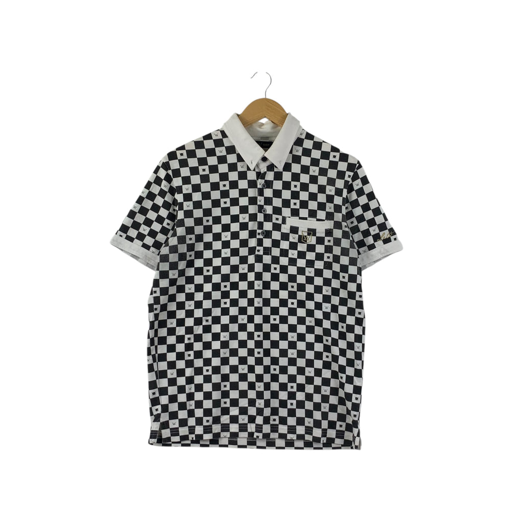EDWIN GOLF USA Plaids Checks Skull Bones Polo Tee Shirt Top Collar Embossed Logo