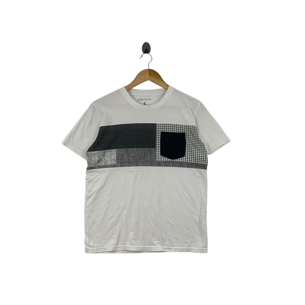 ZERO STAIN HERRINGBONE Houndstooth Pocket Tee Shirt Top Anti Stain Fabric