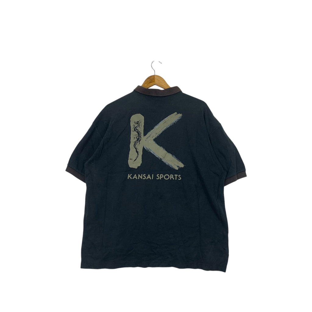 Vintage KANSAI YAMAMOTO SPORTS Dragon Ryu Polo Tee Shirt Top Eyes Bowie
