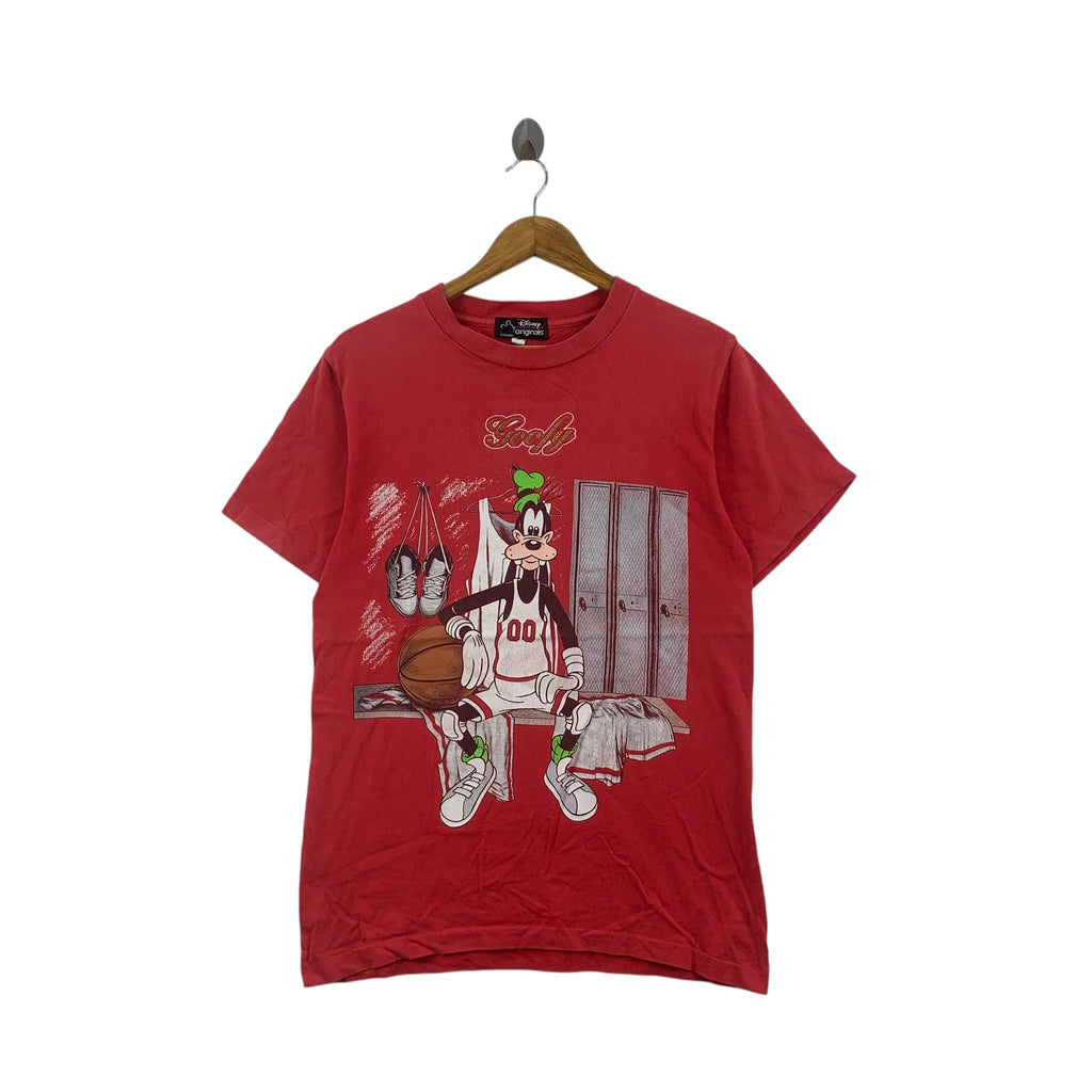 Vintage DISNEY GOOFY NBA Basketball Cartoon Tee Shirt Top Comic Strip