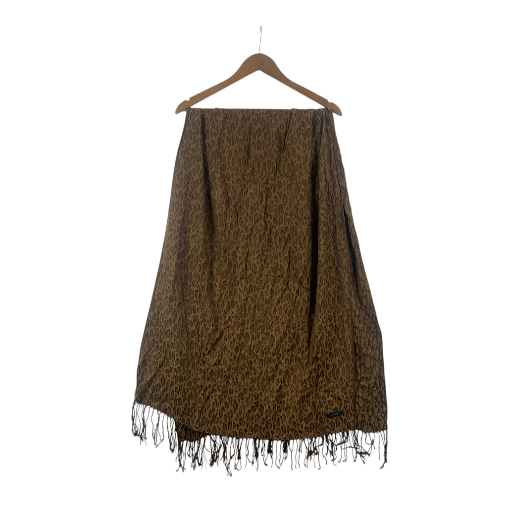 Vintage LE SOUK KOREA Leopard Spot Muffler Scarf Shawl Fringes