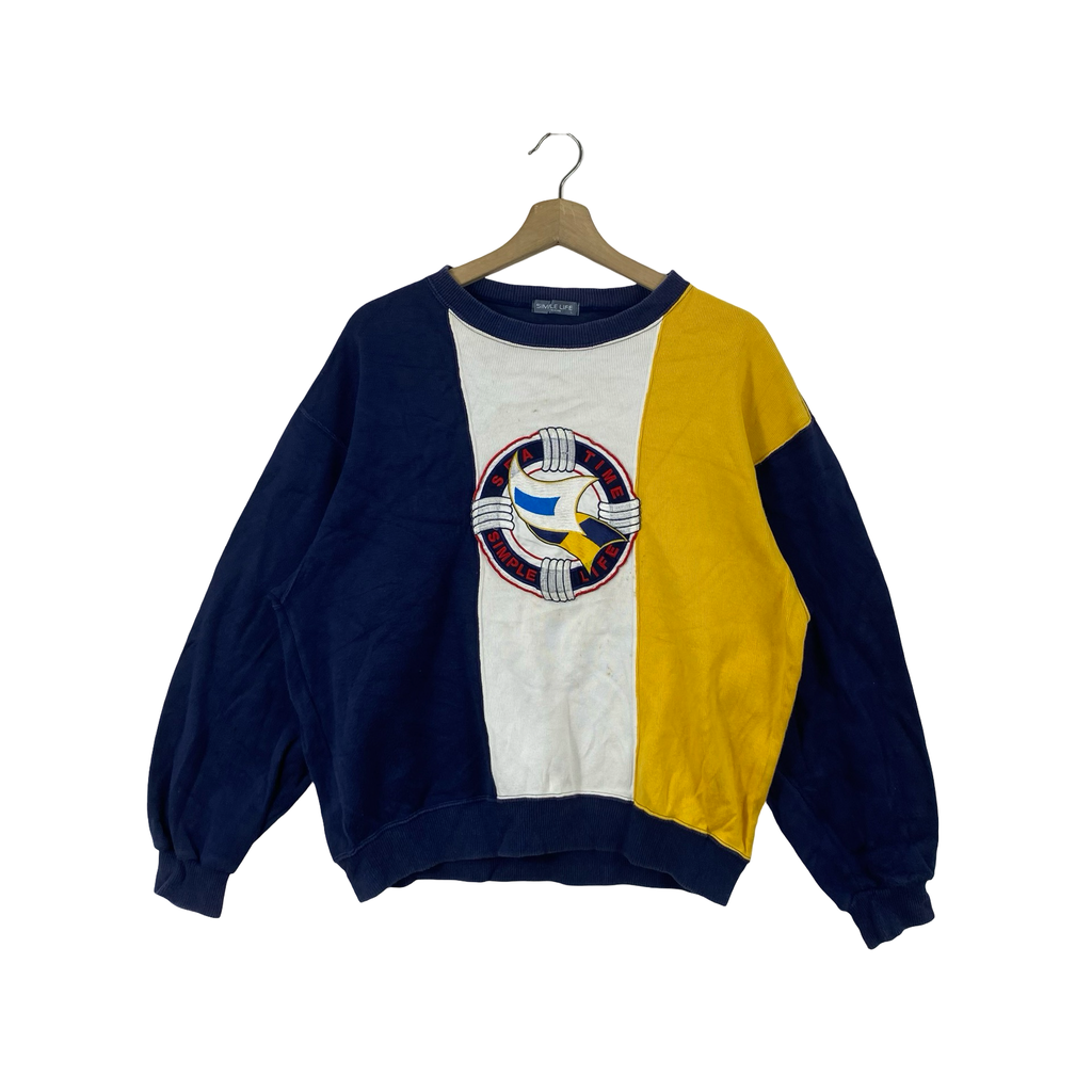 Vintage SIMPLE LIFE Sweatshirt LEmbroidered Logo Crewneck Pullover  Retro Casual Jumper