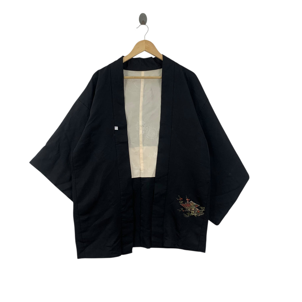 Vintage 70s KIMONO JAPAN  ARTWORK Traditional Geisha Robe Coat Temple Onsen Yukata Dress Jacket Coat