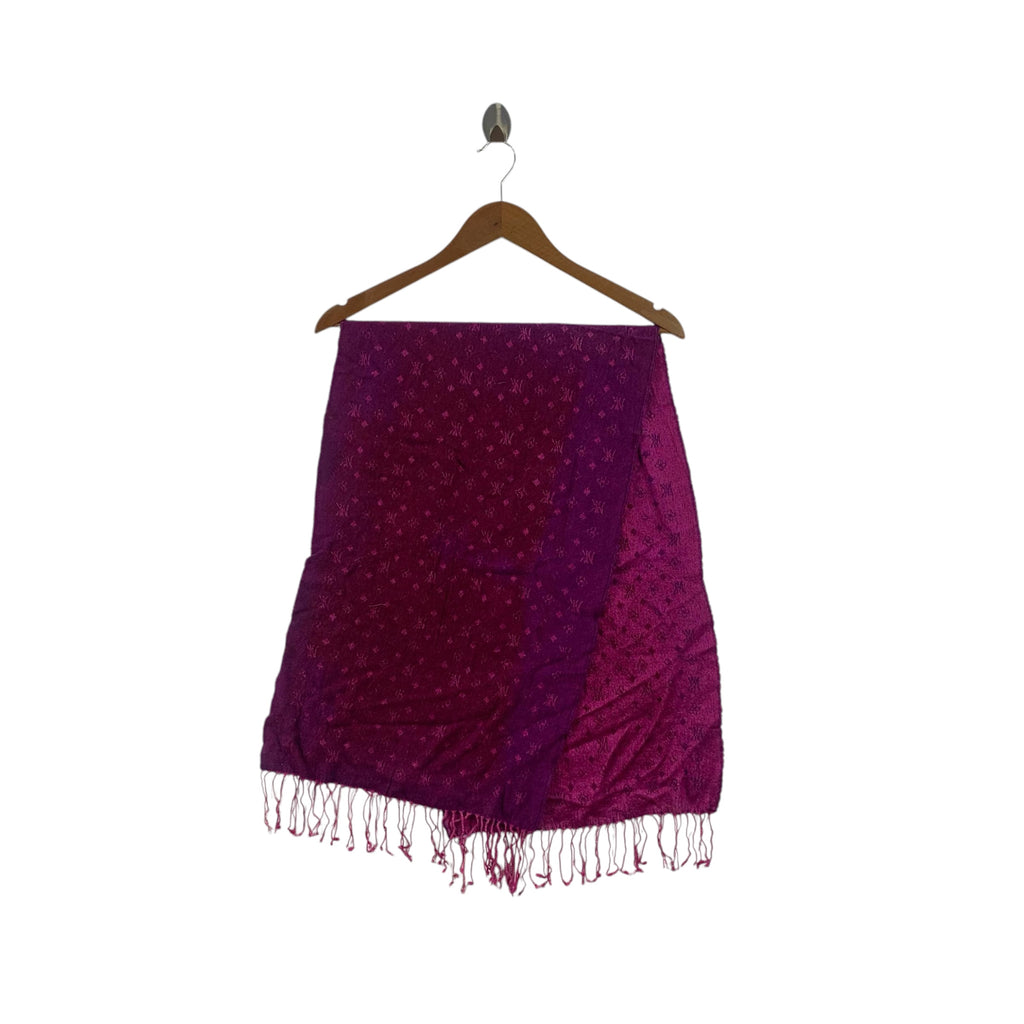 Vintage MICHEL KLIEN PARIS Monogram Muffler Scarf Shawl Fringes