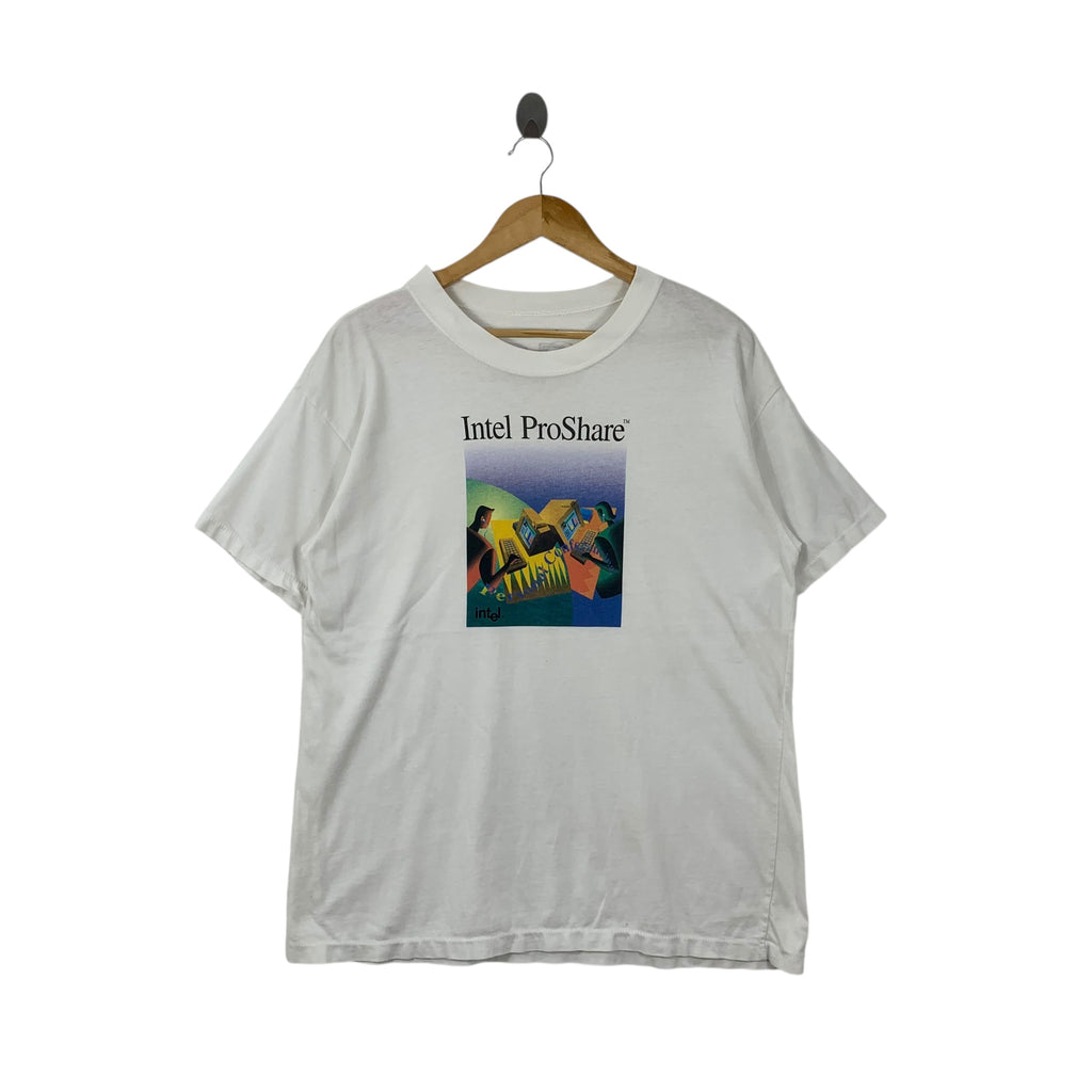 Vintage 1994 INTEL PROSHARE Personal Conferencing Software Tee Shirt Top Silicon Valley Software Engineer
