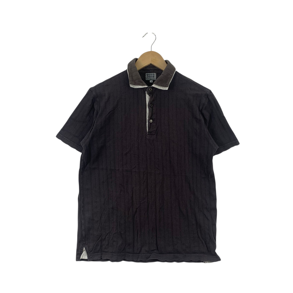 Vintage TAKEO KIKUCHI JAPAN Minimalist Striped Polo Tee Shirt Top Design Studio Collection