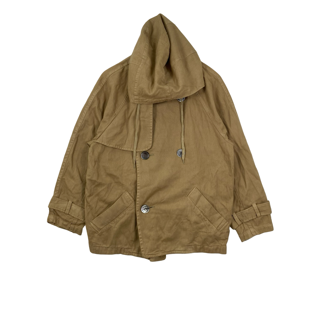 Vintage MERCI BEAUCOUP JE Vous En Prie French Workwear Hooded Jacket Utility Military Style Overshirt