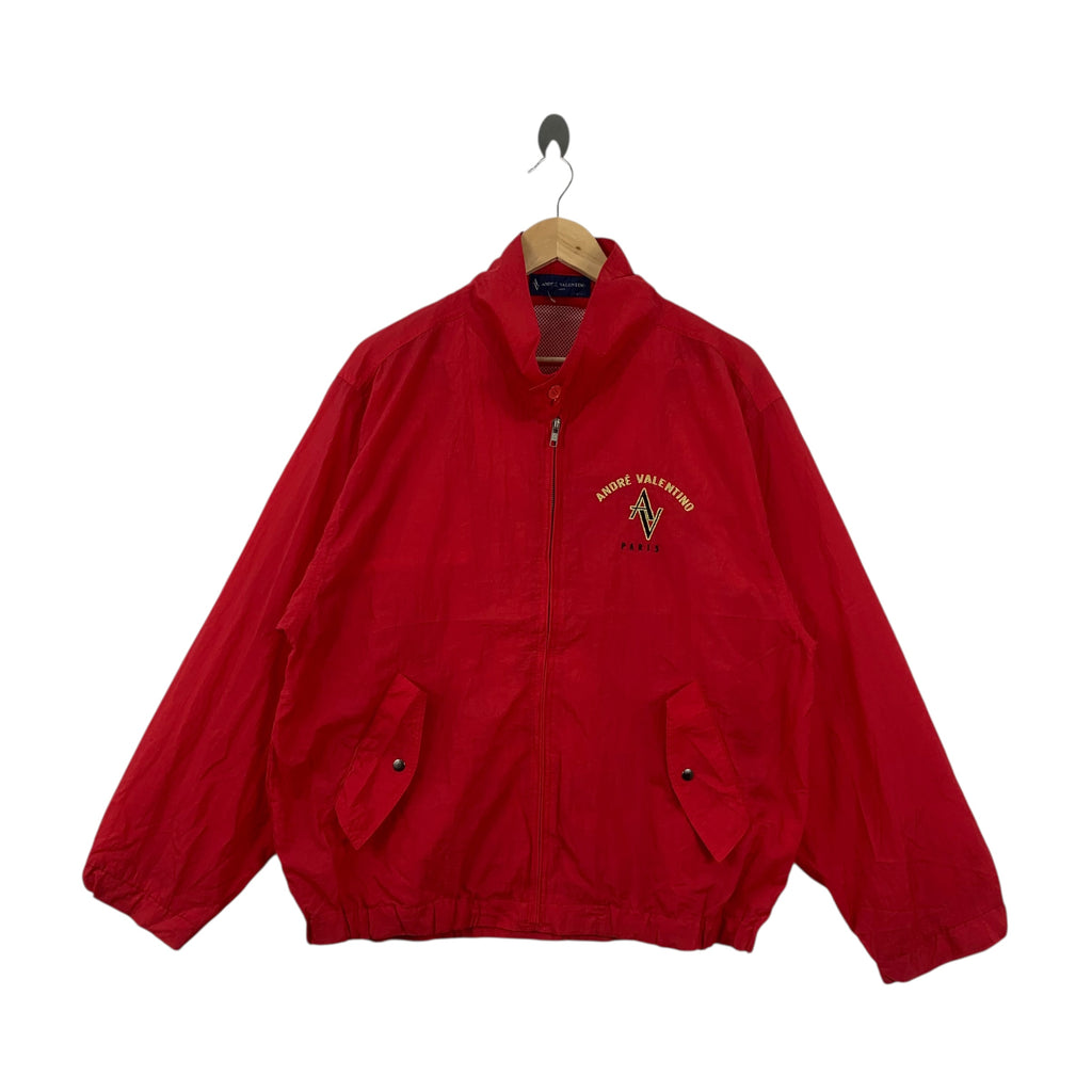 Vintage ANDRE VALENTINO PARIS Collection Red Jacket Windbreaker Jogging Outdoor