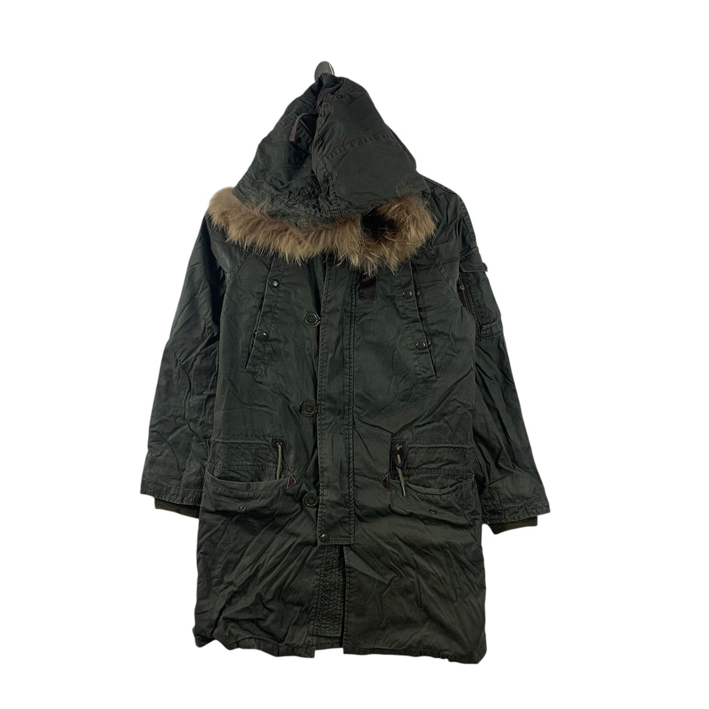 Vintage JOHN BULL JAPAN Faux Fur Parka Jacket Windbreaker Outdoor Trench Coat
