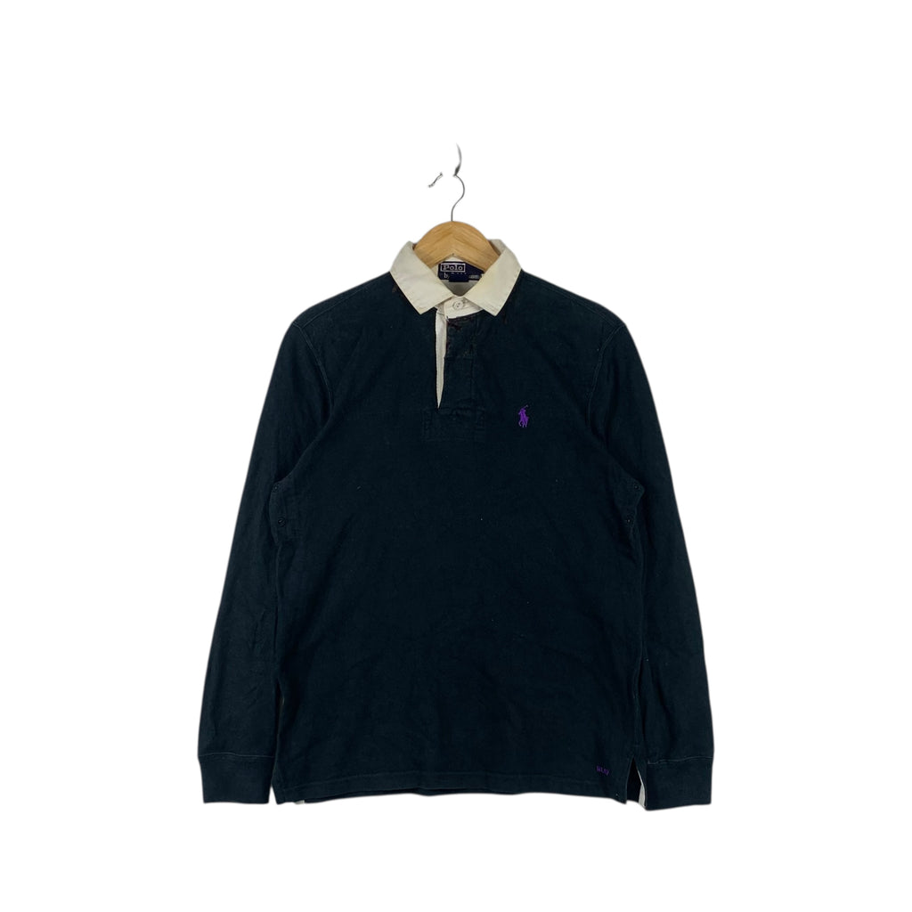 Vintage 90 POLO RALPH LAUREN Small Pony Rugby Polo Tee Shirt Embroidered Logo Long Sleeve