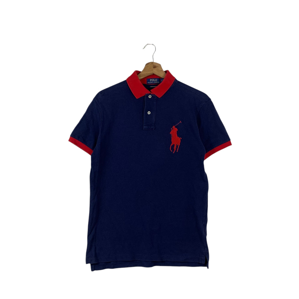 Vintage POLO RALPH LAUREN Big Pony Custom Slim Fit Tee Shirt Top Ringer Embroidered Logo