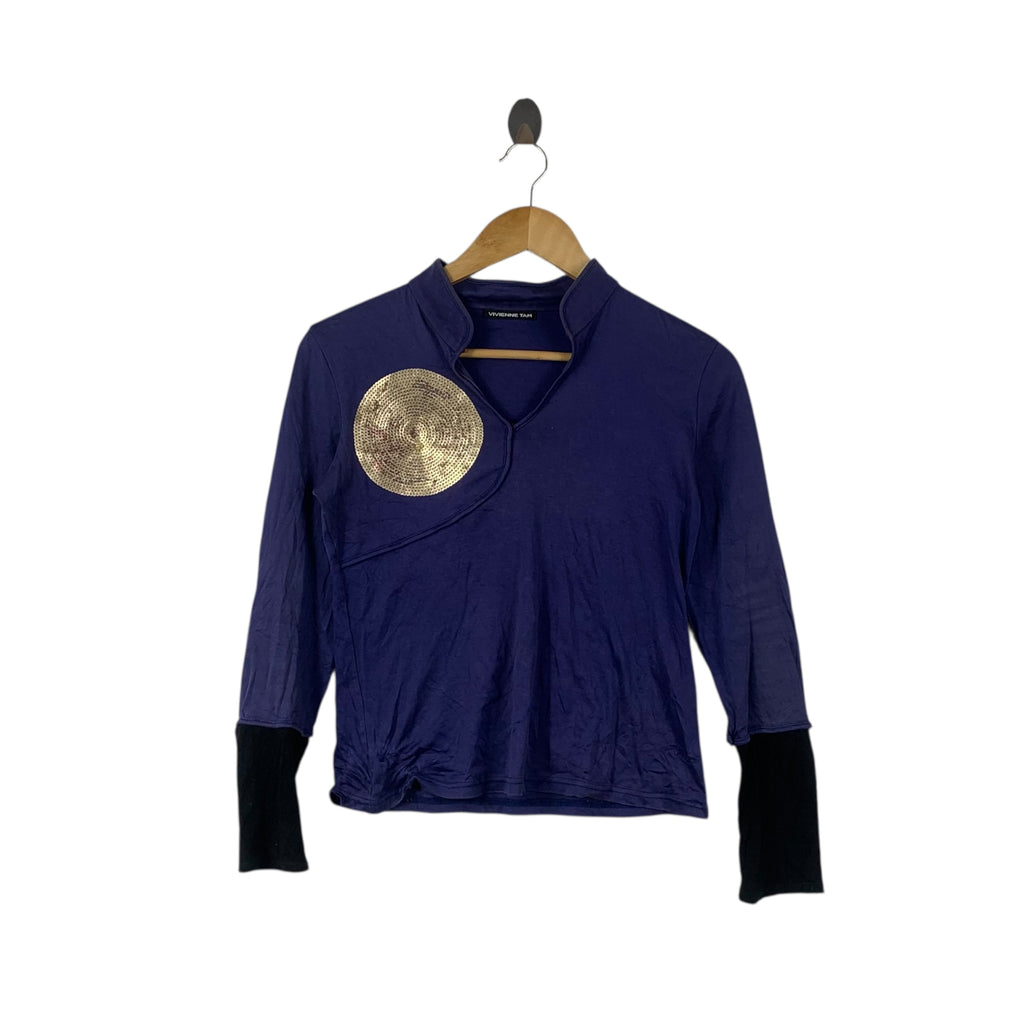 Vintage VIVIENNE TAM NEW YORK Sequinned Blouse Tee Shirt Top Long Sleeve