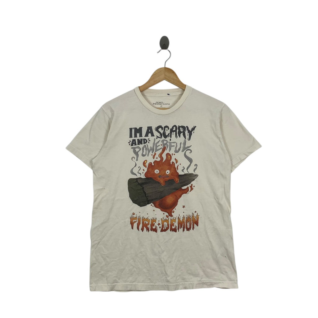Vintage HOWL’S MOVING CASTLE Hayao Miyazaki Tee Shirt Top Calcifer Anime Manga Studio Ghibli