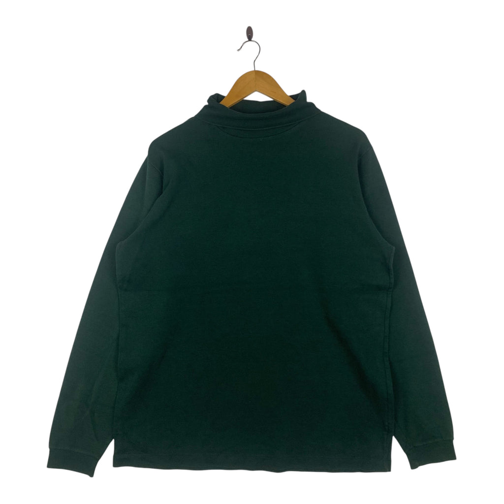 Vintage 2001 L.L. BEAN USA Premium Cotton Turtleneck Tee Shirt Top Long Sleeve Green Plain