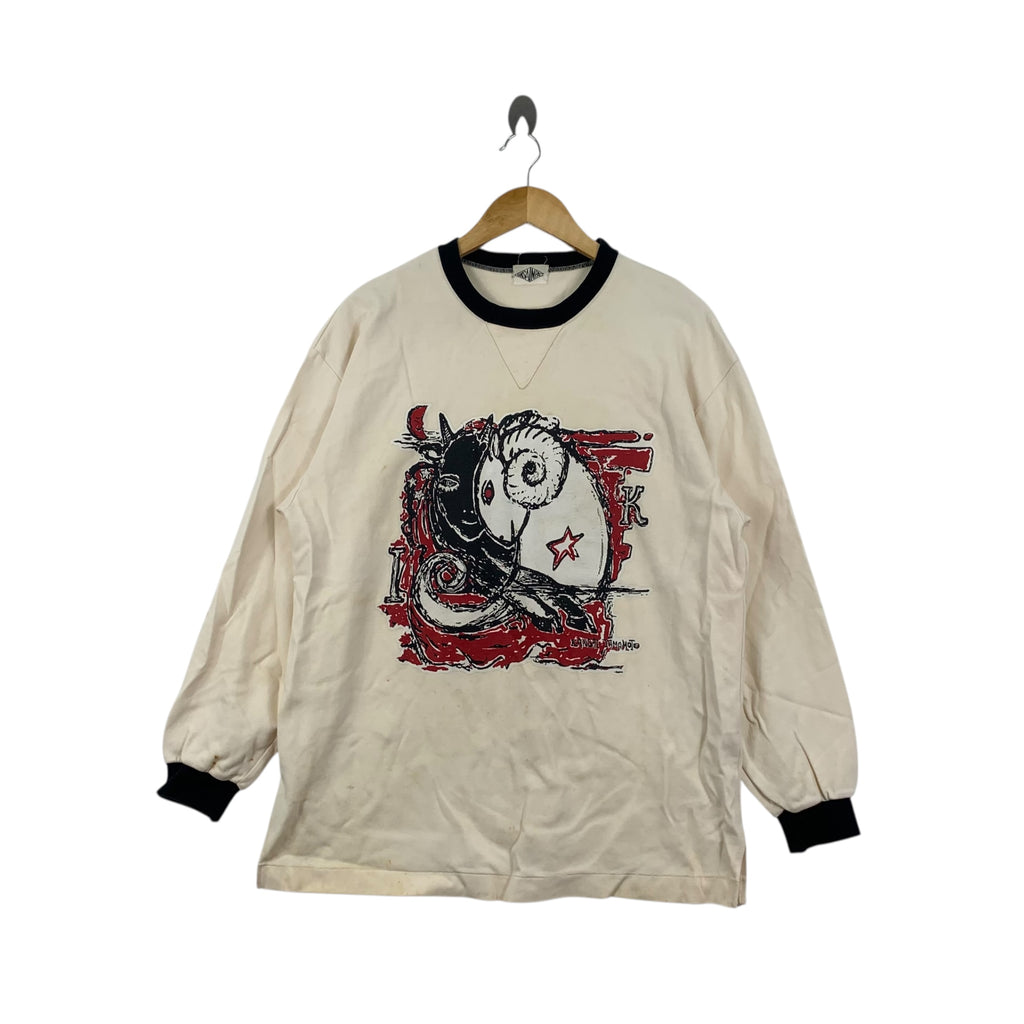 Vintage 80’ KANSAI YAMAMOTO IMPACT Devil Sheep Sweatshirt Sweater Pullover Jumper