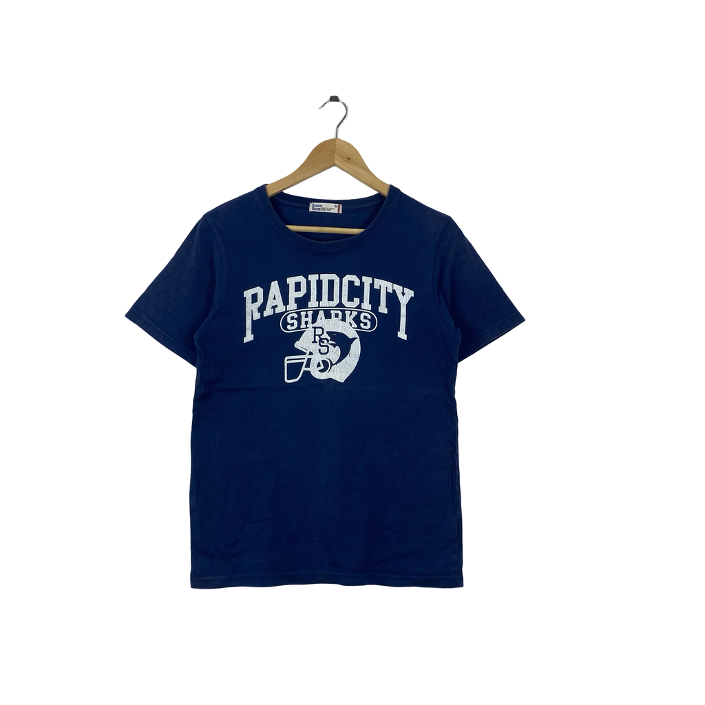 Vintage RAPID CITYSharks Football Graphic T-Shirt Crewneck Sports Team Logo Print Casual Streetwear Adult