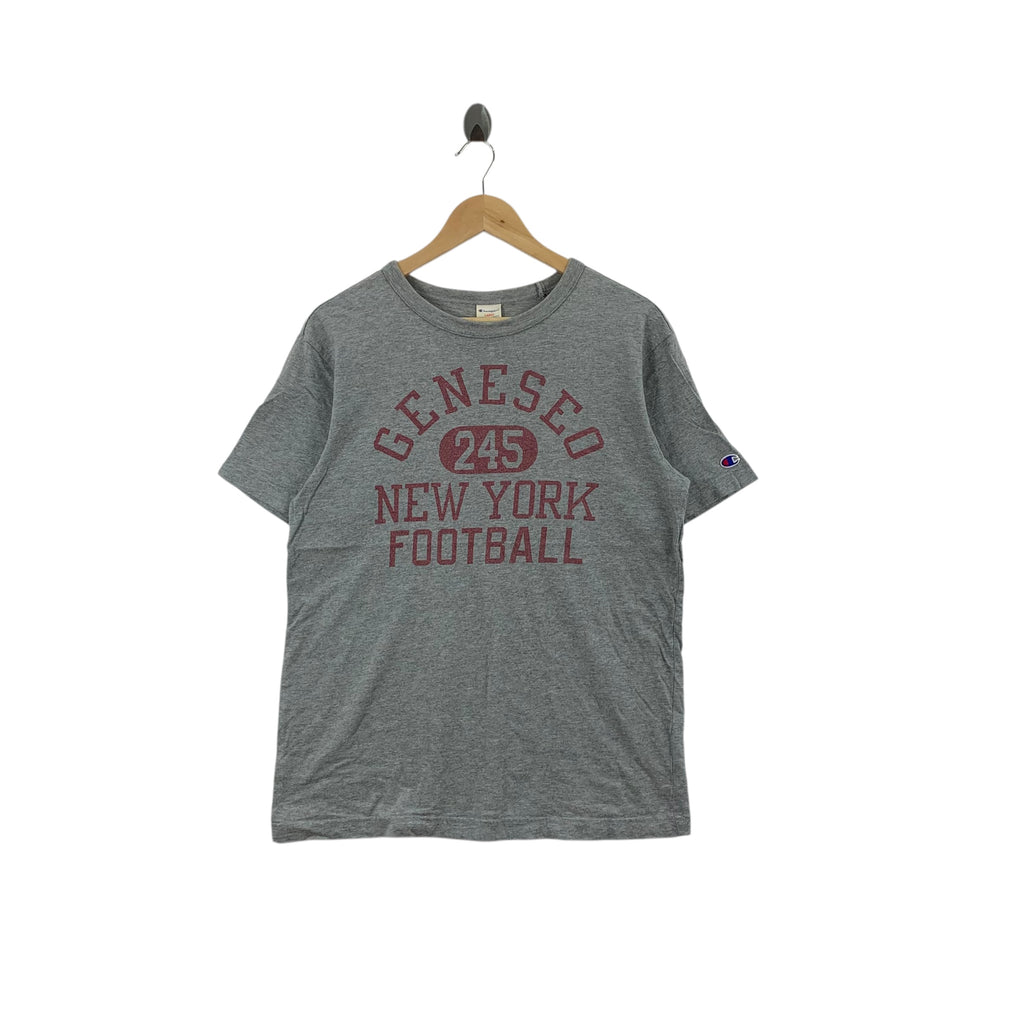 CHAMPION NEW YORK FOOTBALL Geneseo College Tee Shirt Top University Alumni