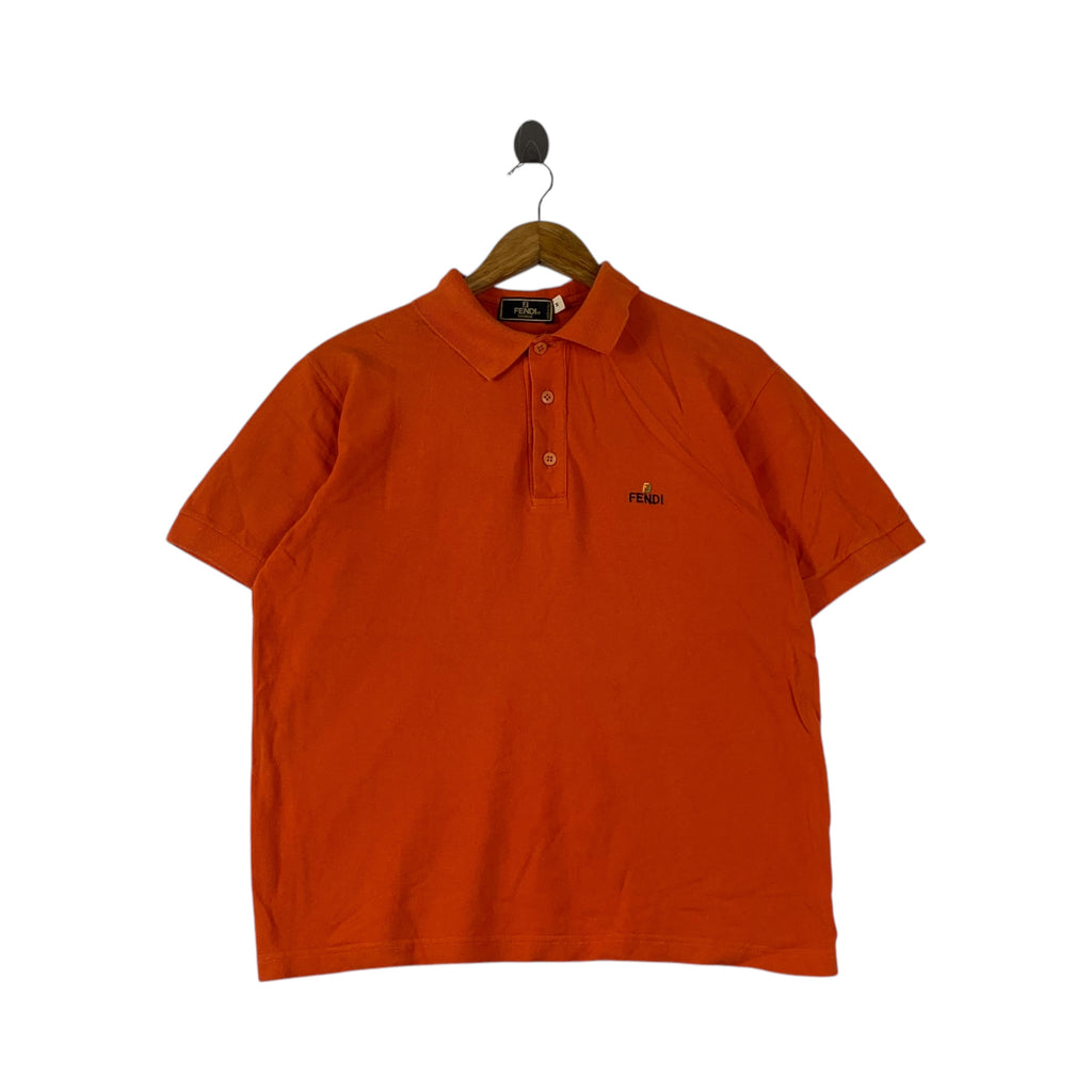 Vintage FENDI UOMO COLLECTION Made In Italy Polo Tee Shirt Top Embroidered Logo
