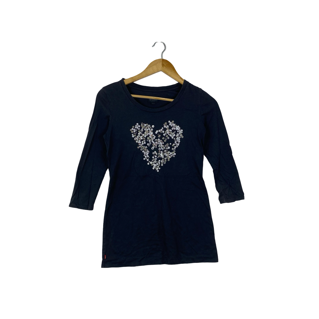 Vintage LEVI’S Heart Sequin Graphic T-Shirt Casual Top
