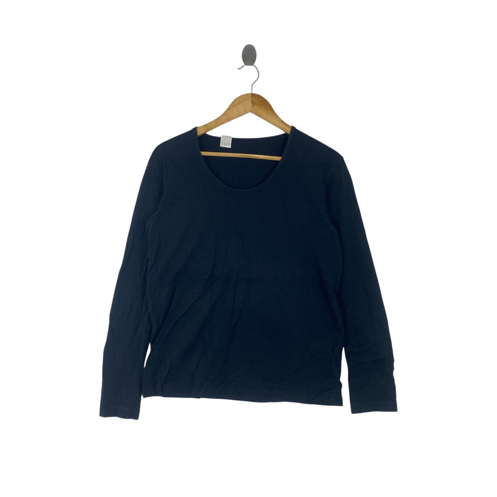 Vintage BEAMS HEART Long Sleeve Scoop Neck Tee Shirt Minimalist Japanese Casual Basic