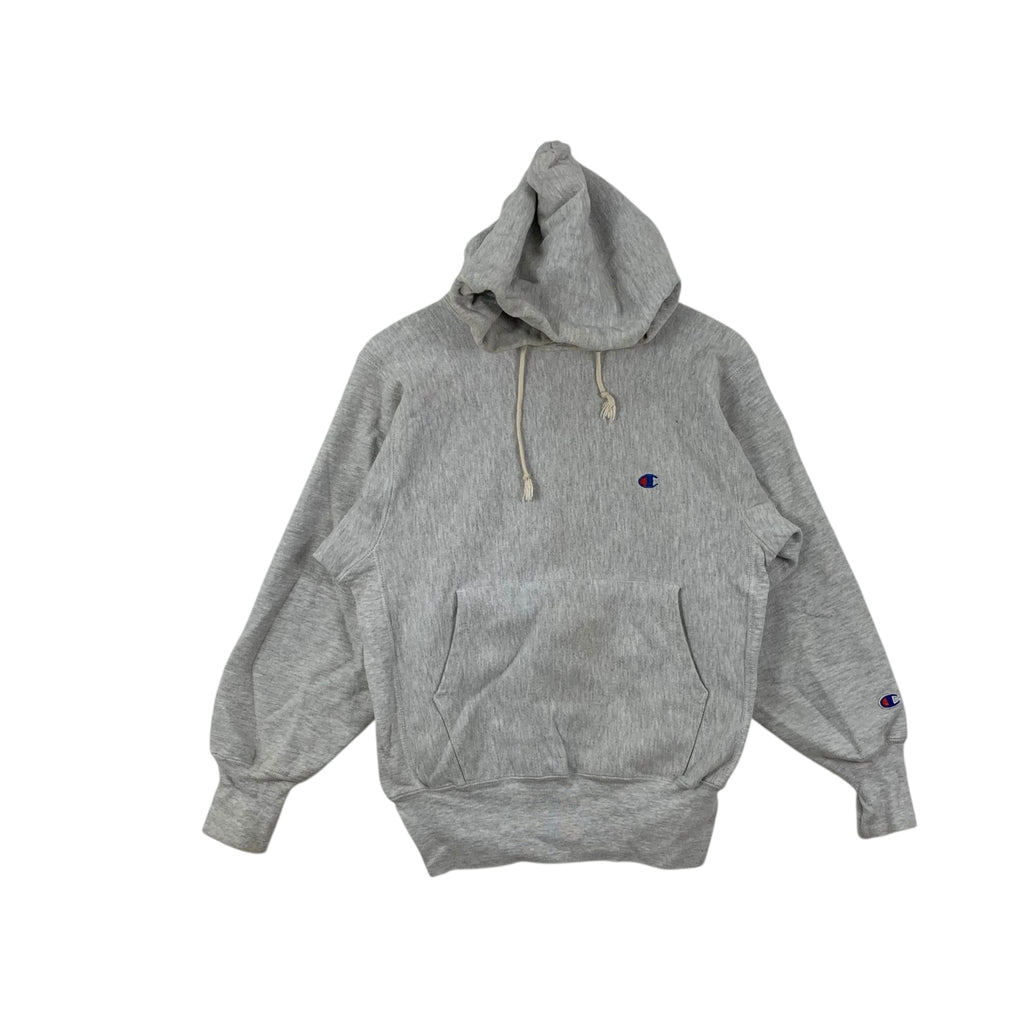 Vintage 90’ CHAMPION REVERSE WEAVE Gray Pullover Hoodie Sweater Jumper Small Logo
