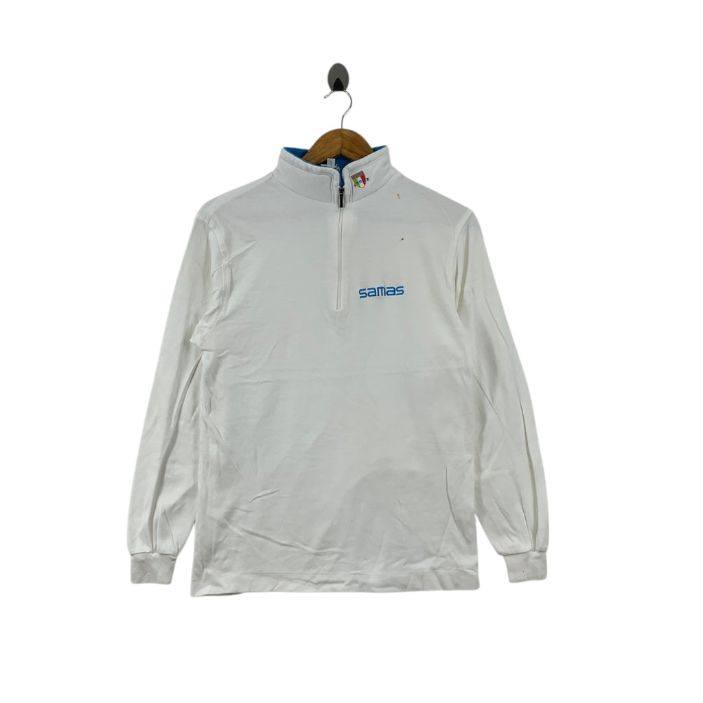 SAMAS ITALIA TENNIS Half Zipper Embroidered Tee Shirt Top Pullover Long Sleeve