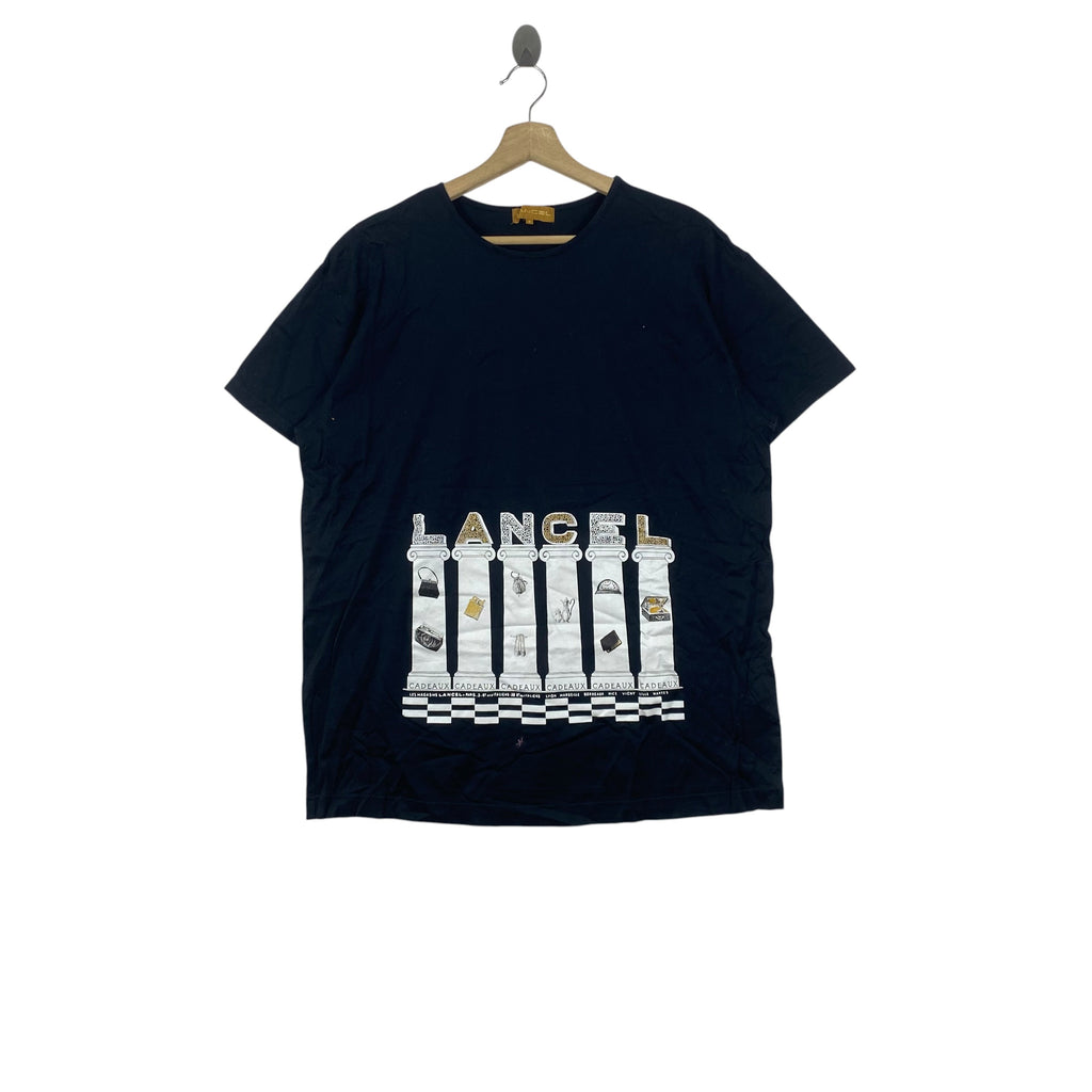 Vintage LANCEL PARIS  Graphic Tee Shirt Luxury Designer Jewelry Print Short Sleeve Crew Neck Casual Streetwear