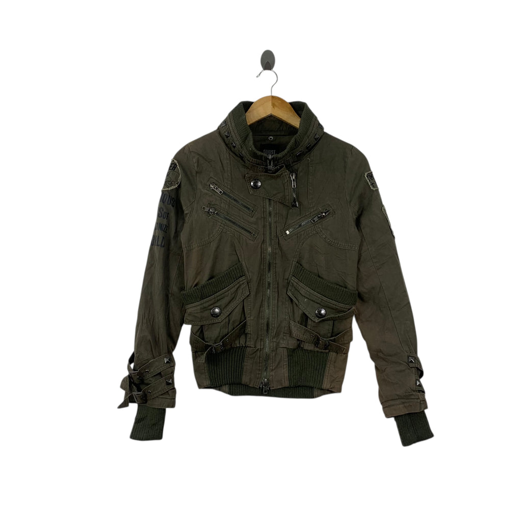 GHOST OF HARLEM Toxicity Skull Bones Punk Distress Jacket Bomber Motorcycle