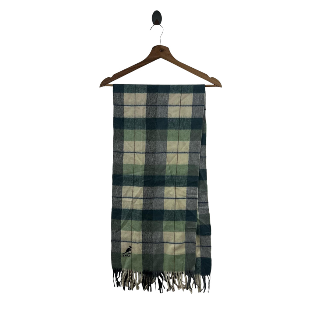 Vintage KANGOL LONDON Nova Checks Plaids Muffler Scarf Shawl Fringes