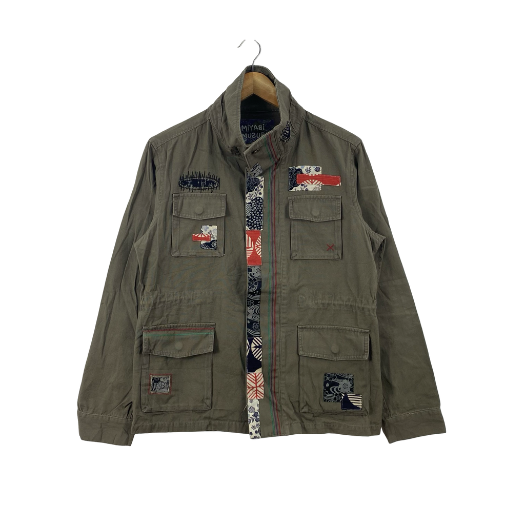 Vintage MIYABI MILITARY Field Jacket Pocket Kimono Patchwork Design