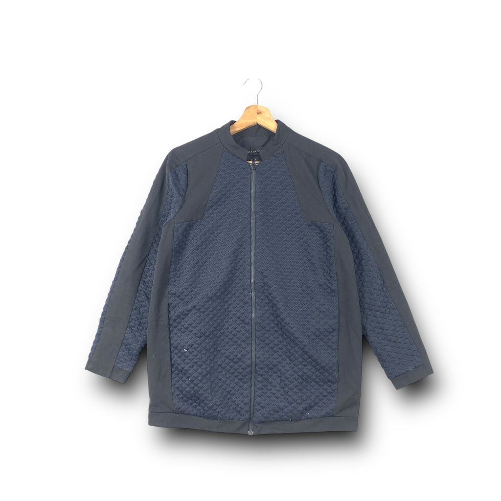 ZARA BASIC Quilted Zipper Baggy Oversized Jacket Windbreaker Sweater Made In Turkey