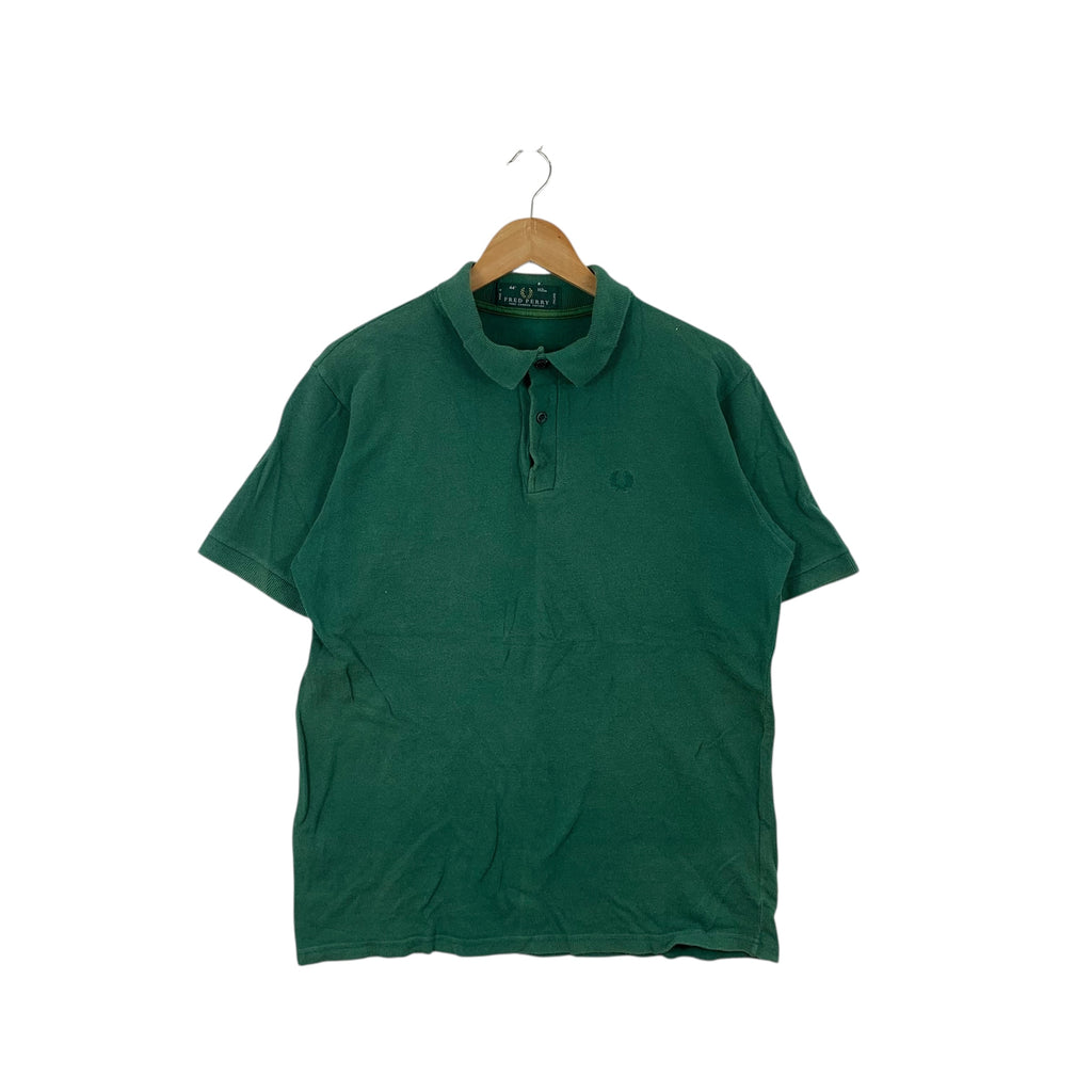 Vintage FRED PERRY Made In England Green Polo Tee Shirt Top Laurel Wreath Logo