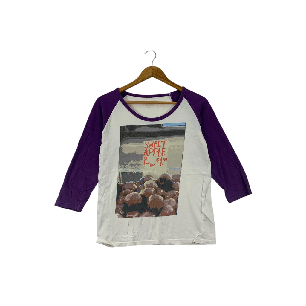 SWEET APPLE 21 Only This Is New York Fotofolio Tee Shirt Top Raglan Long Sleeve Photography