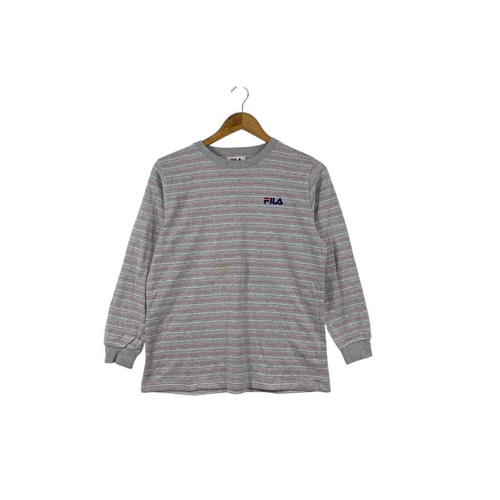 Vintage FILA BIELA ITALIA Striped Ringer Crewneck Tee Shirt Top Pullover Long Sleeve