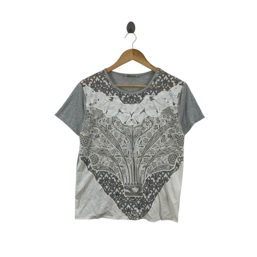 ZARA BASIC COLLECTION Floral Painting Artwork AOP Tee Shirt Top Over Print