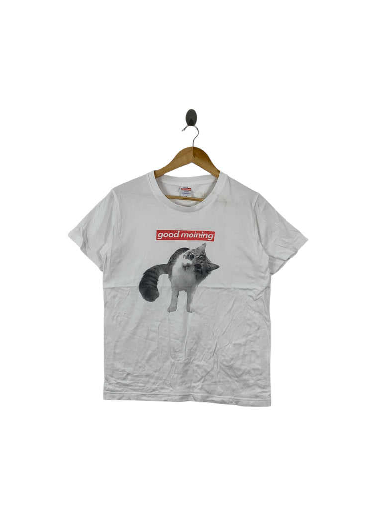 GOOD MORNING CAT Cute Dont Do Pet Lover Tee Shirt Top Cartoon Comic Strip