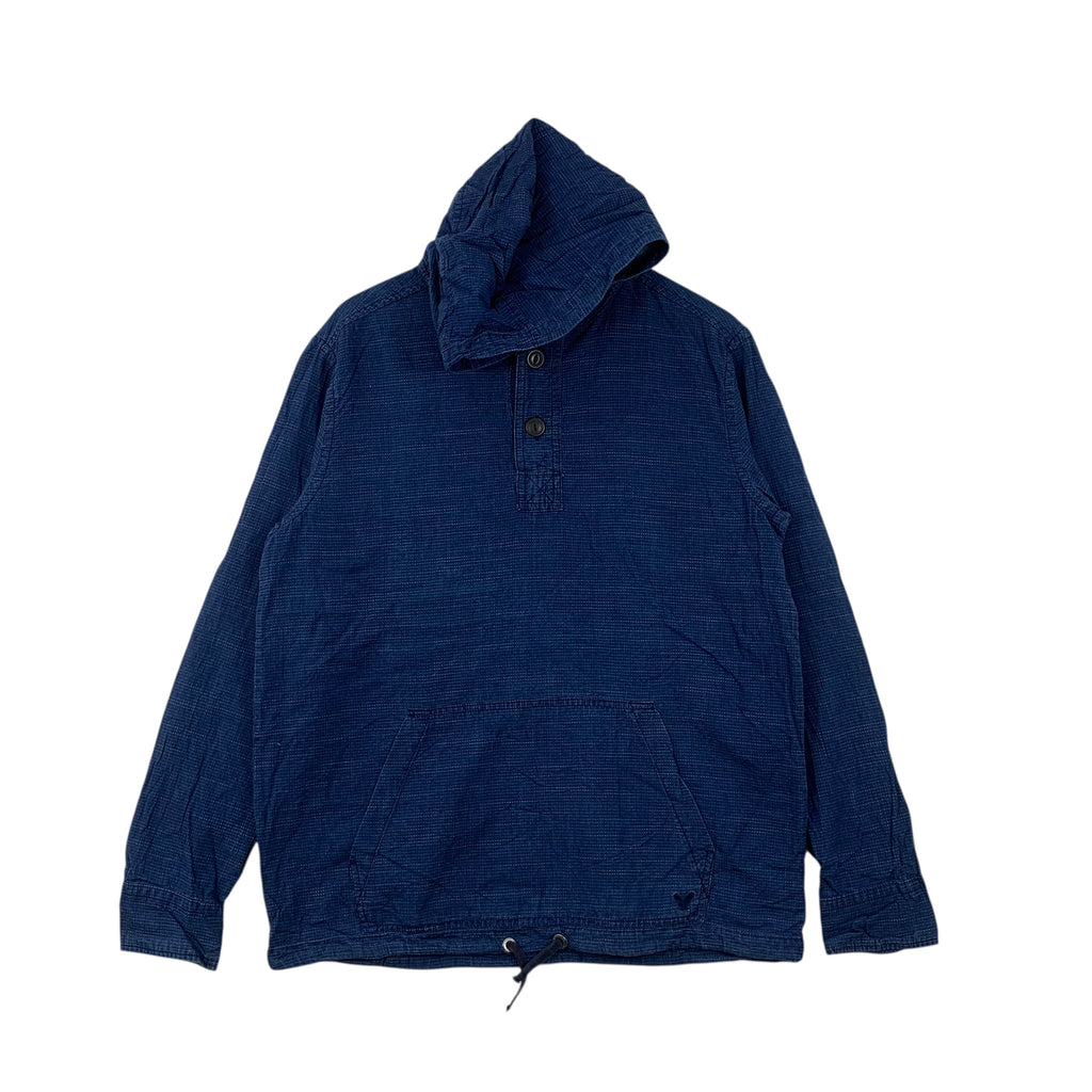 Vintage AMERICAN EAGLE OUTFITTERS Pure Indigo Hoodie Pullover Windbreaker Natural Dye