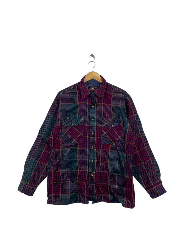 Vintage BACK PACKER SPORTSWEAR Casual Tee Shirt Button Ups Western Tartan