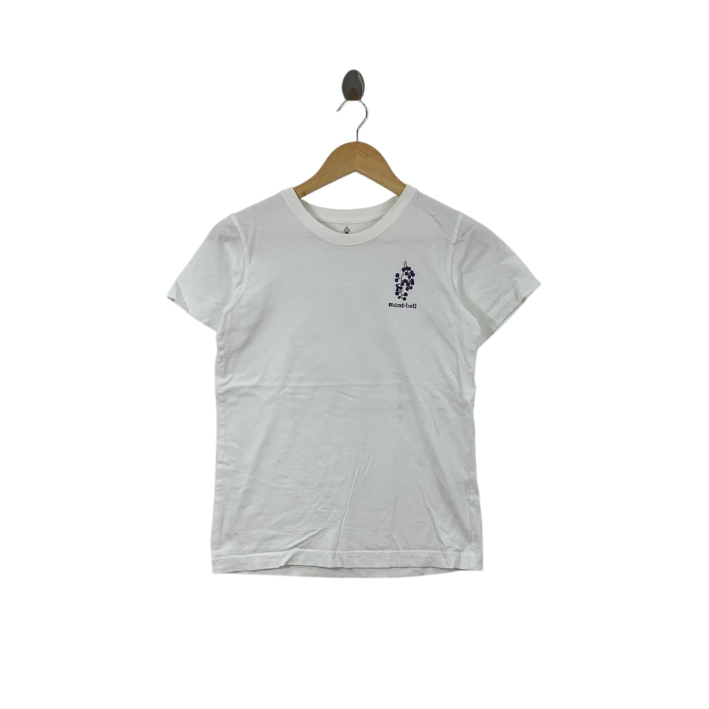 Vintage MONTBELL OUTDOOR JAPAN Wild Fruit Tee Shirt Top Illustrated Nature White Short Sleeve