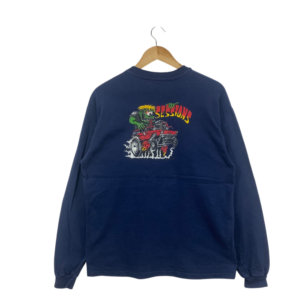 SESSIONS USA Monster Hot Rod Tee Shirt Top Rat Fink Style Streetwear Long Sleeve