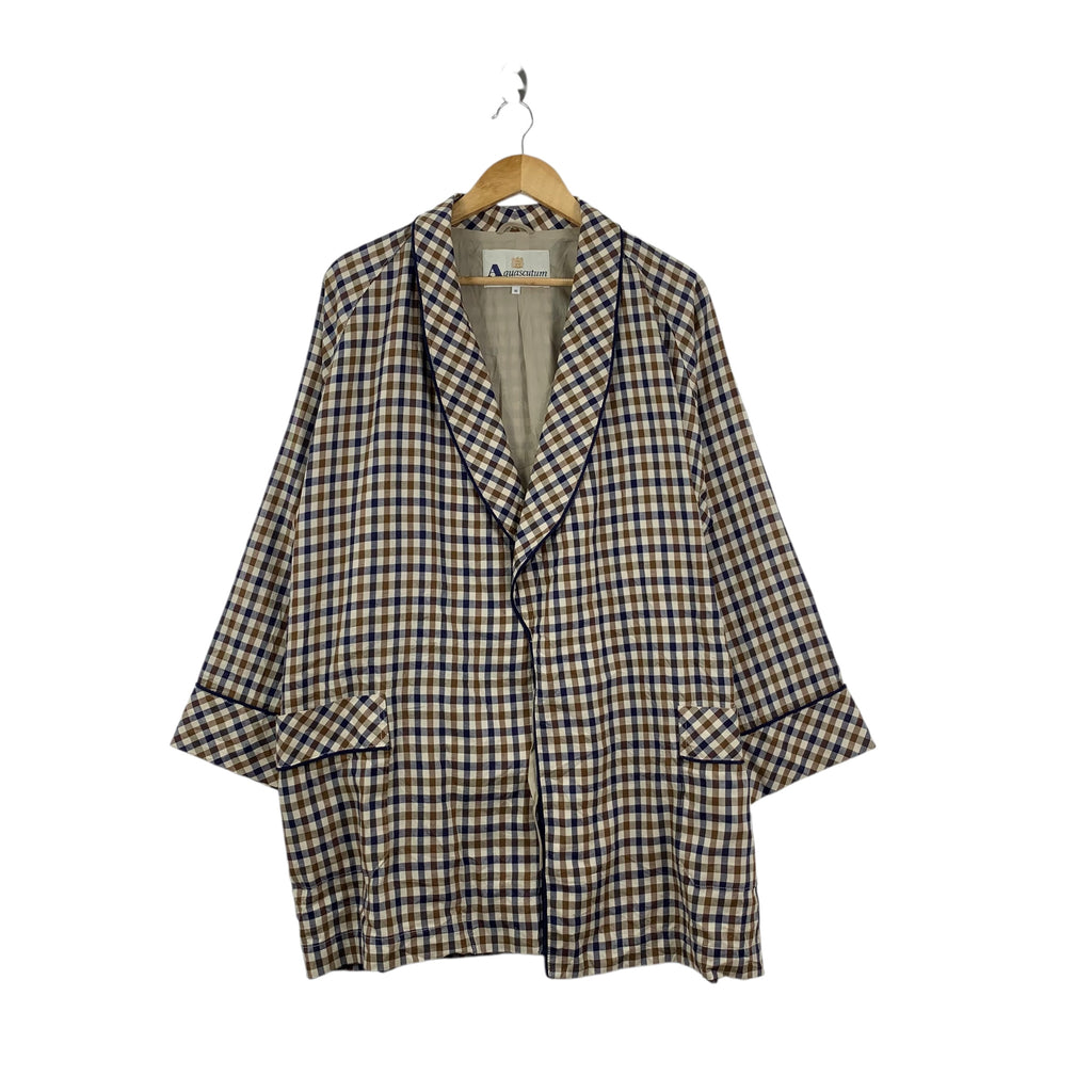 Vintage AQUASCUTUM LONDON Nova Checks Plaids Trench Coat Jacket Parka Pea Overcoat