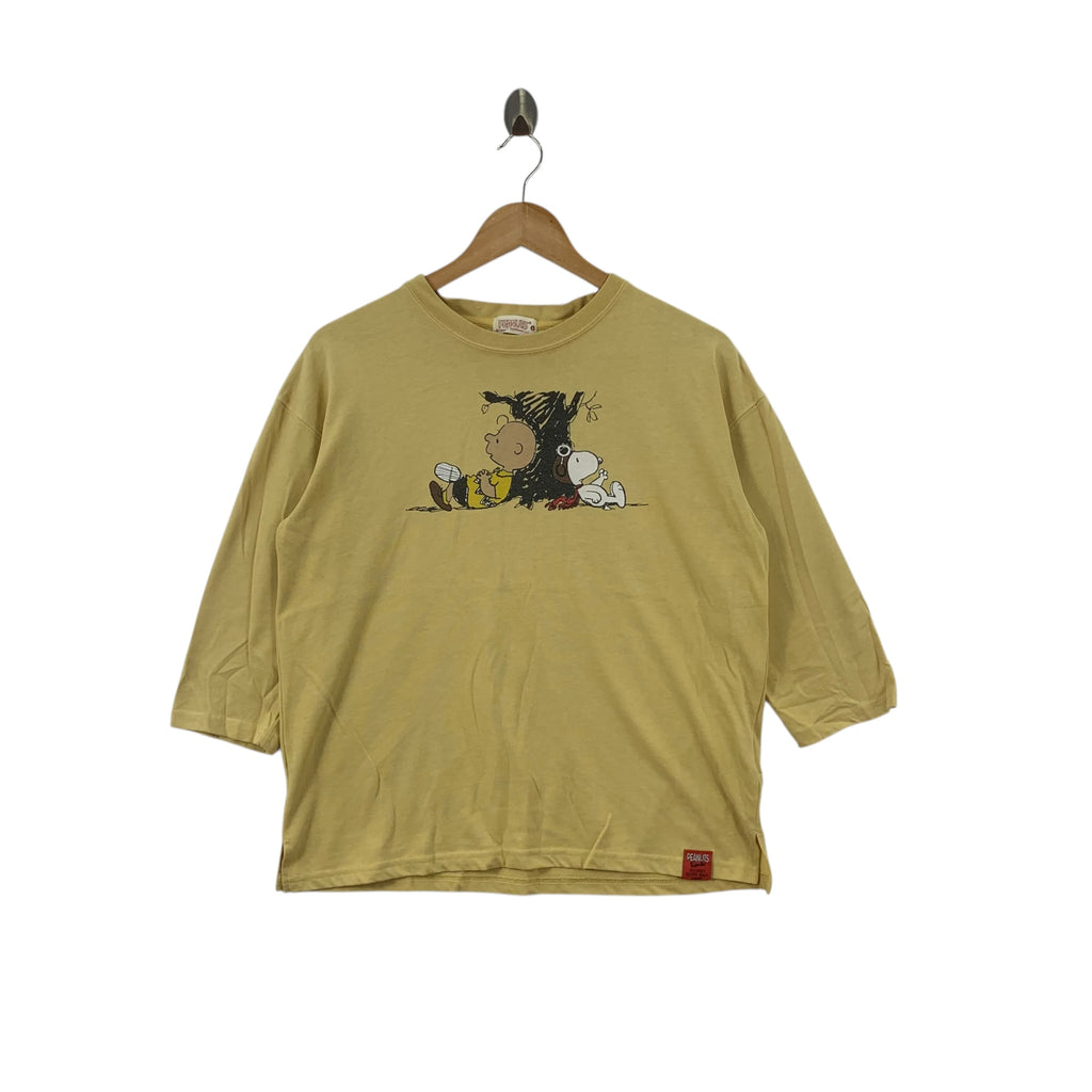 Vintage PEANUTS SNOOPY WOODSTOCK Comic Strip Baggy Tee Shirt Top Cartoon