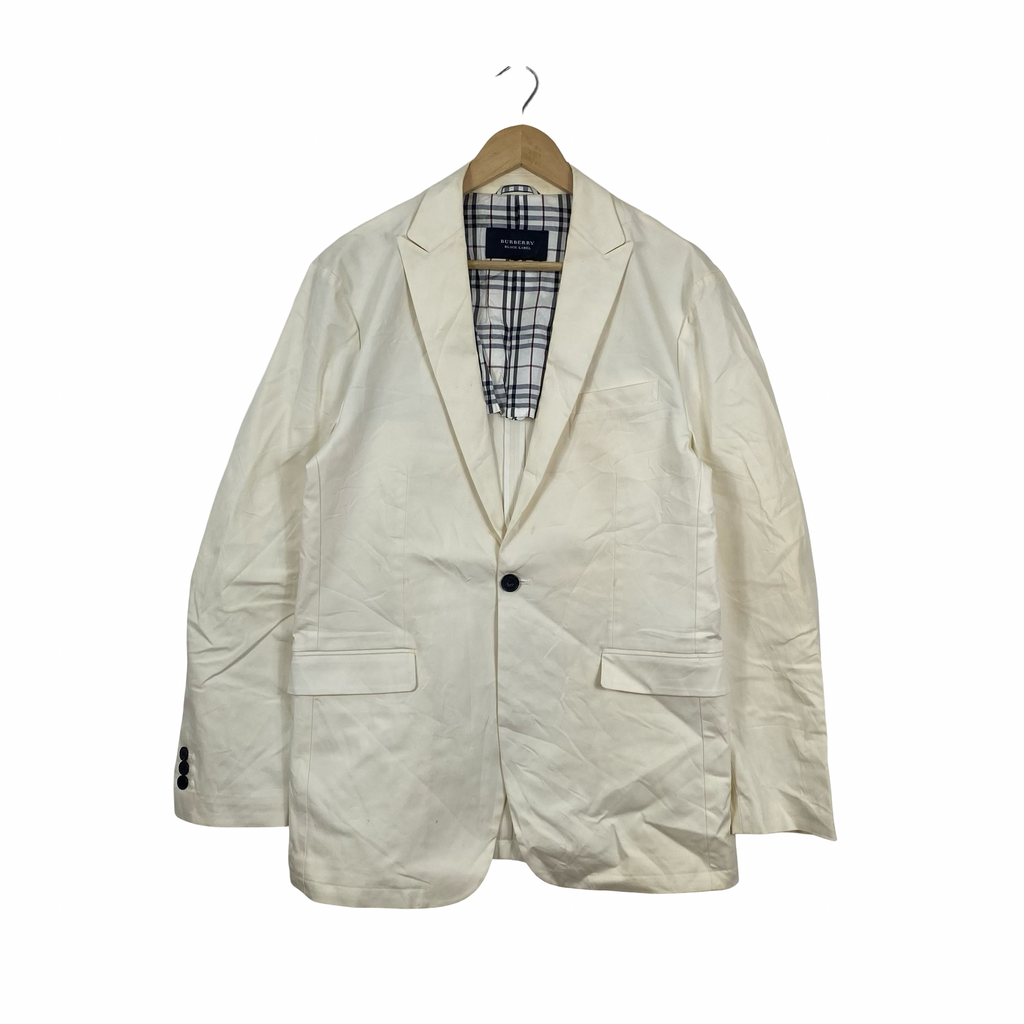 Vintage BURBERRY BLACK LABEL Blazer Jacket Single Button Tailored Fit with Signature Nova Lining Luxury Designer