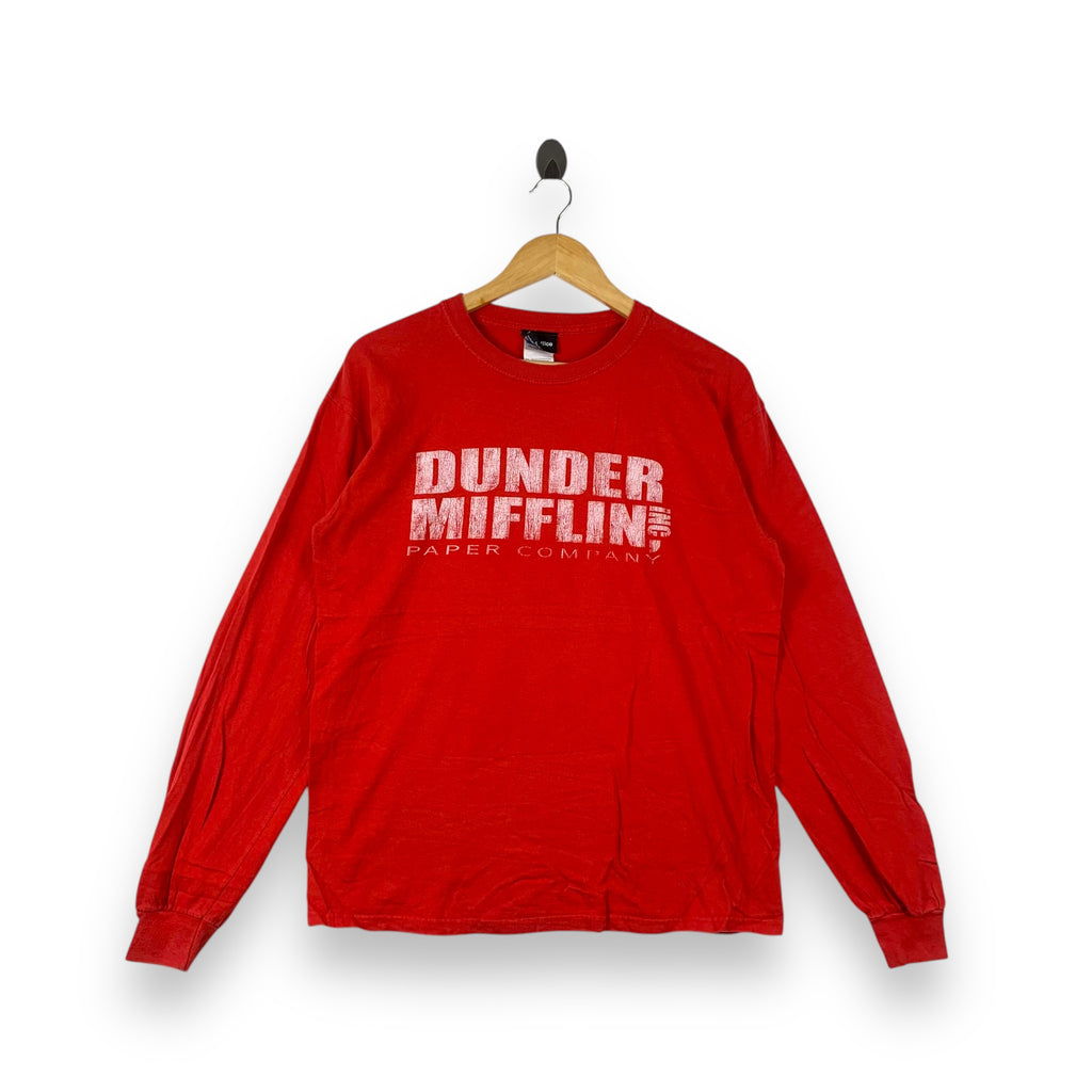 Vintage THE OFFICE SERIES DUNDER MIFFLIN PAPER COMPANY Tee Shirt Red Long Sleeve Gildan Heavy Cotton