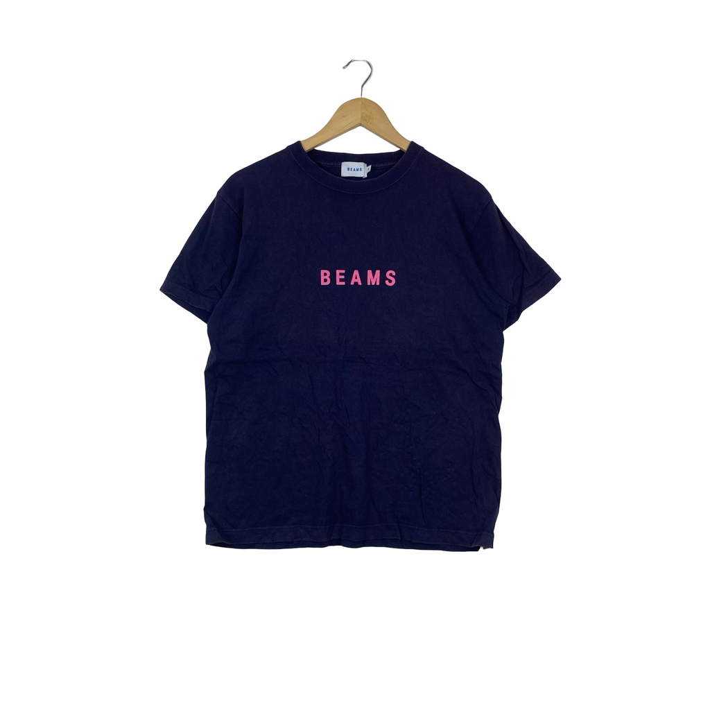 Vintage BEAMS Center Logo T-Shirt Spell Out Streetwear Casual
