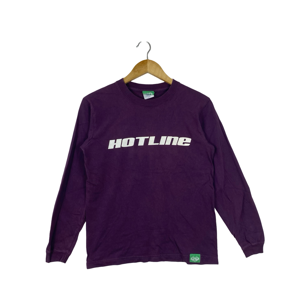 Vintage HOTLINE THE SOUL of Surfing Long Sleeve T-Shirt Spellout Logo Graphic Surf Skate Streetwear