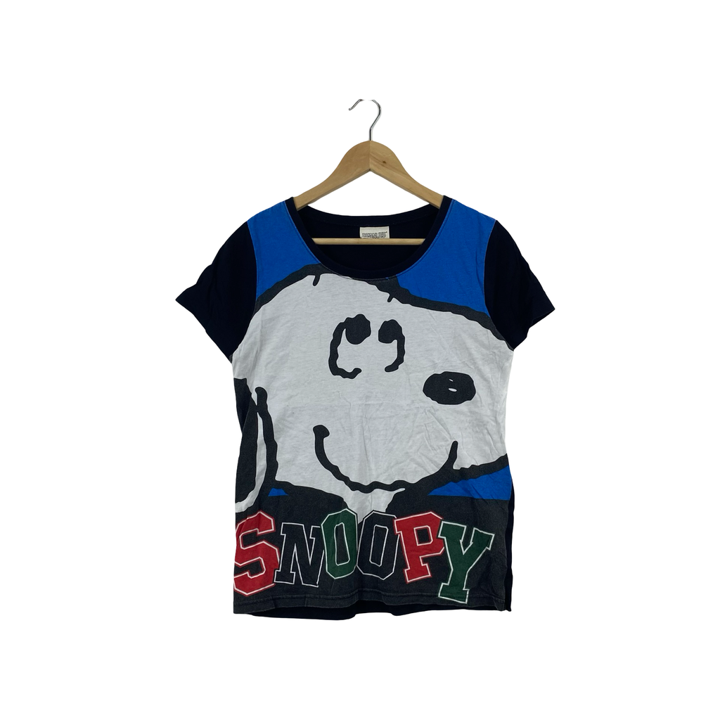 Vintage PEANUTS SNOOPY Big Face Graphic Tee Shirt Casual Cartoon Character License  Short Sleeve
