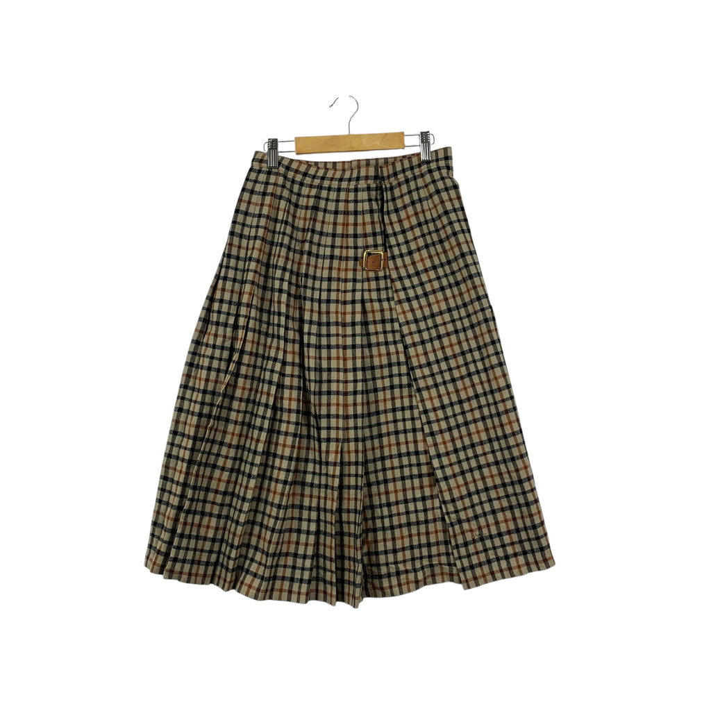 Vintage 80s DAKS LONDON Nova Checks Tartan Midi Skirt Bottom Plaids
