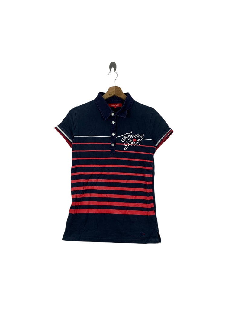 Vintage TOMMY HILFIGER USA Striped Slim Fit Polo Tee Shirt Top Collar